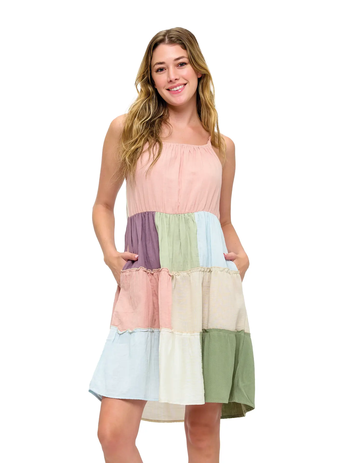 Tiered Colorblock Patchwork Dress