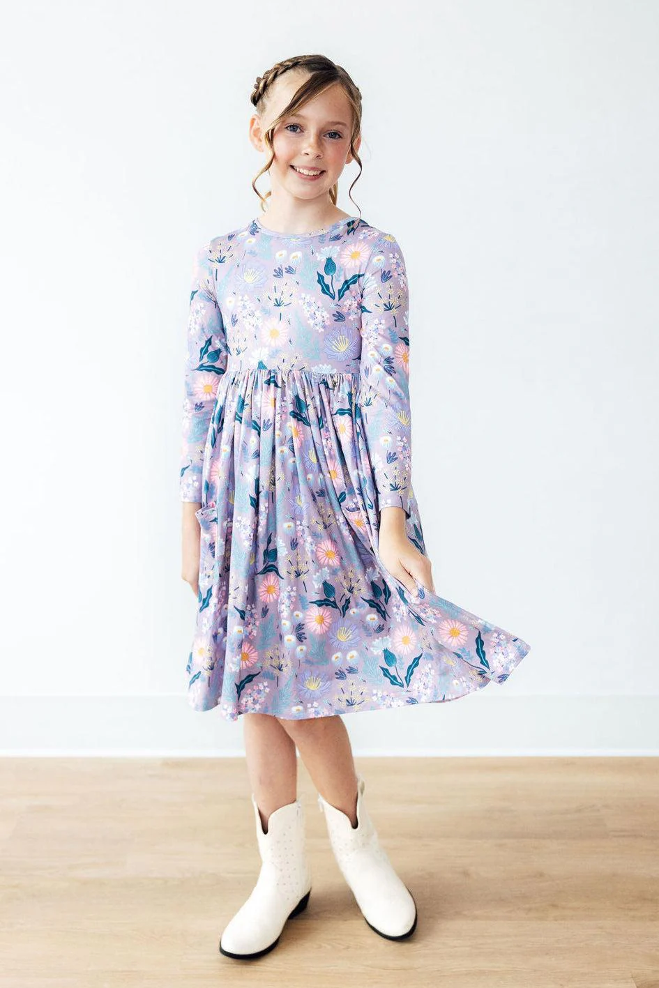 Lilac Honeysuckle Girls Twirl Dress