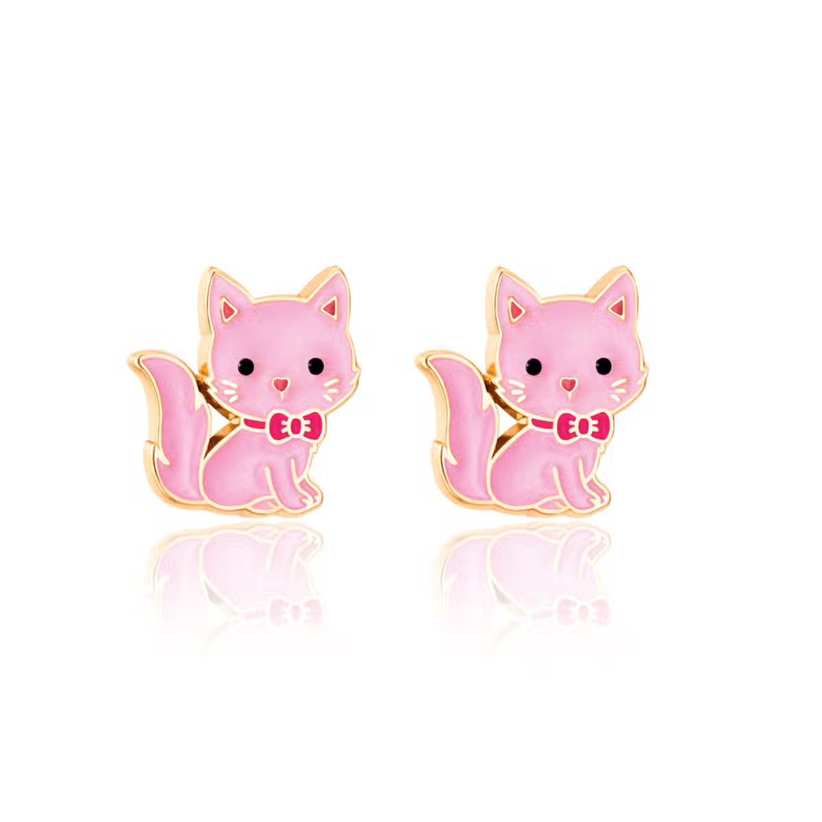 Pink Kitty Stud Earrings