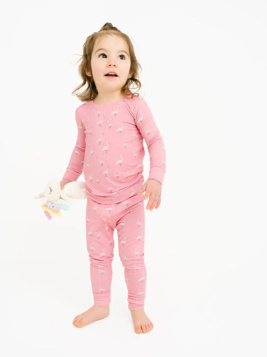 Girls Pink Flamingo Bamboo Pajamas
