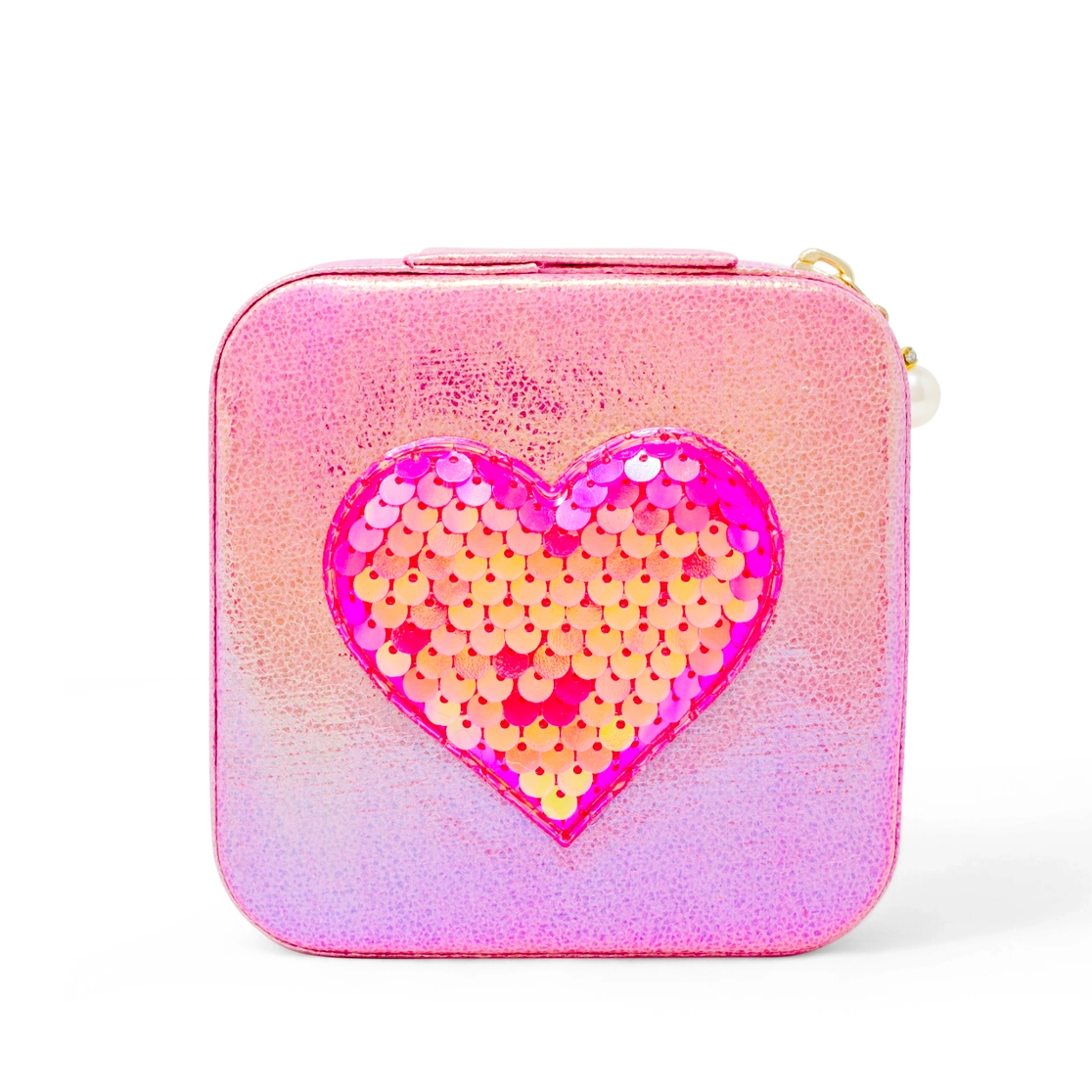 Girl's Sparkling Sequin Heart Jewelry Box