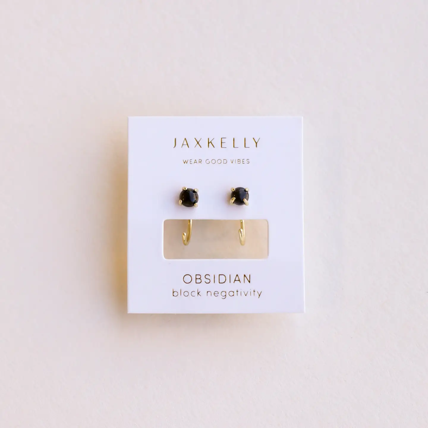 Huggie Earrings - Obsidian