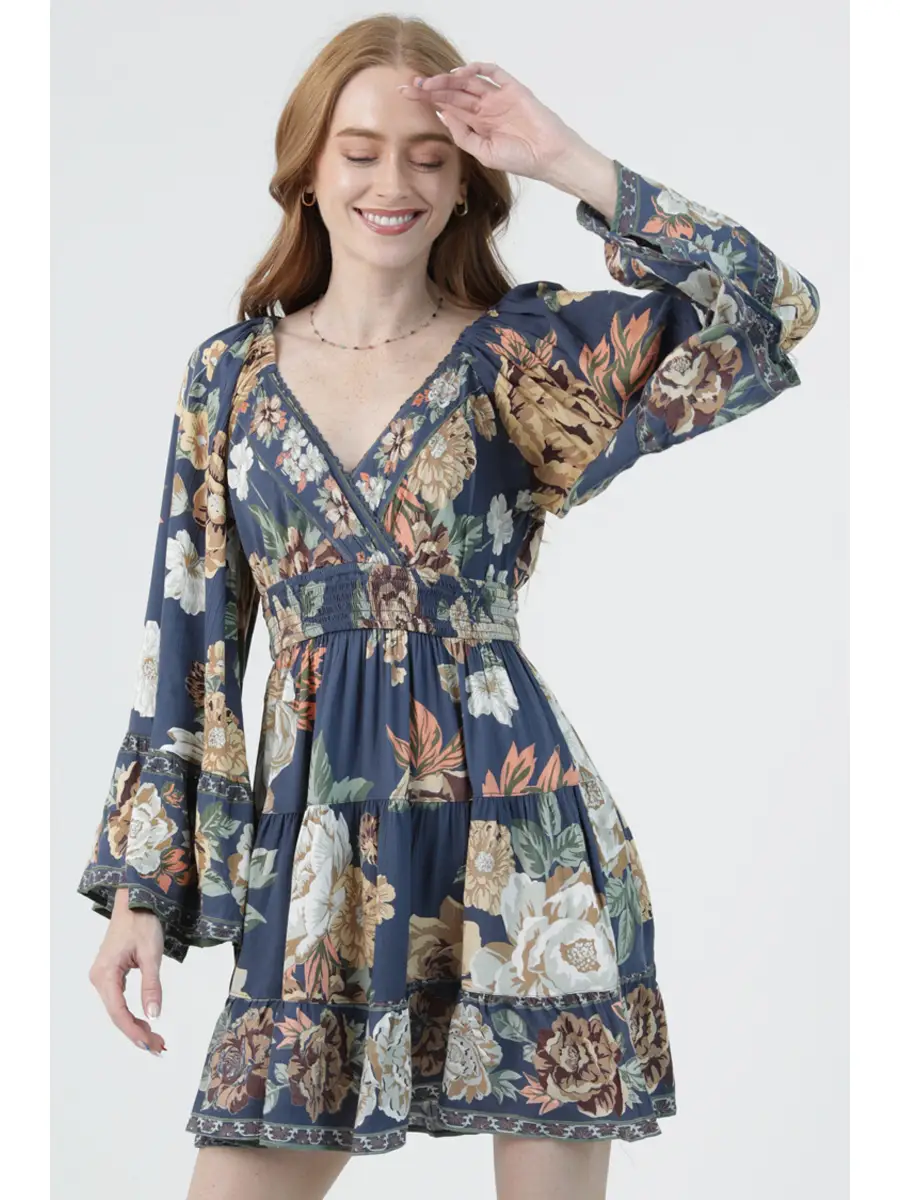 Silver Lurex Bell Sleeve Dress