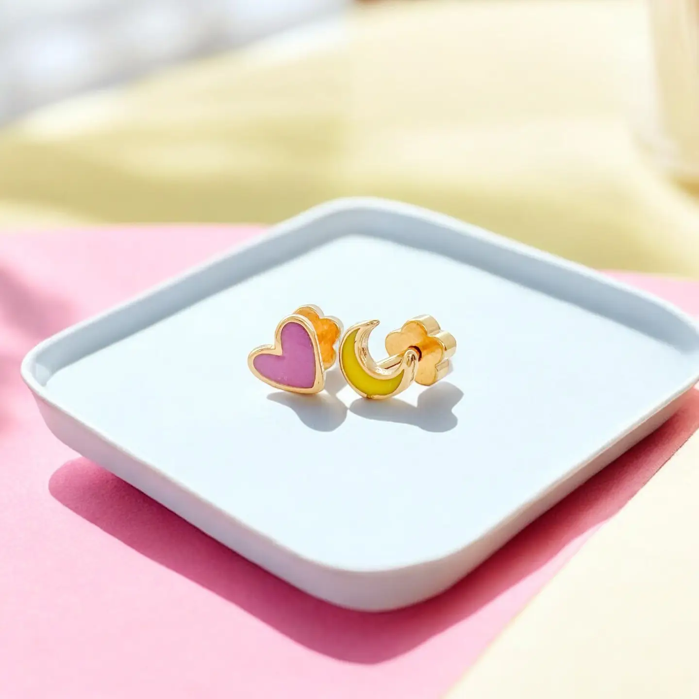 Love You To the Moon Tiny Screw Back Earrings