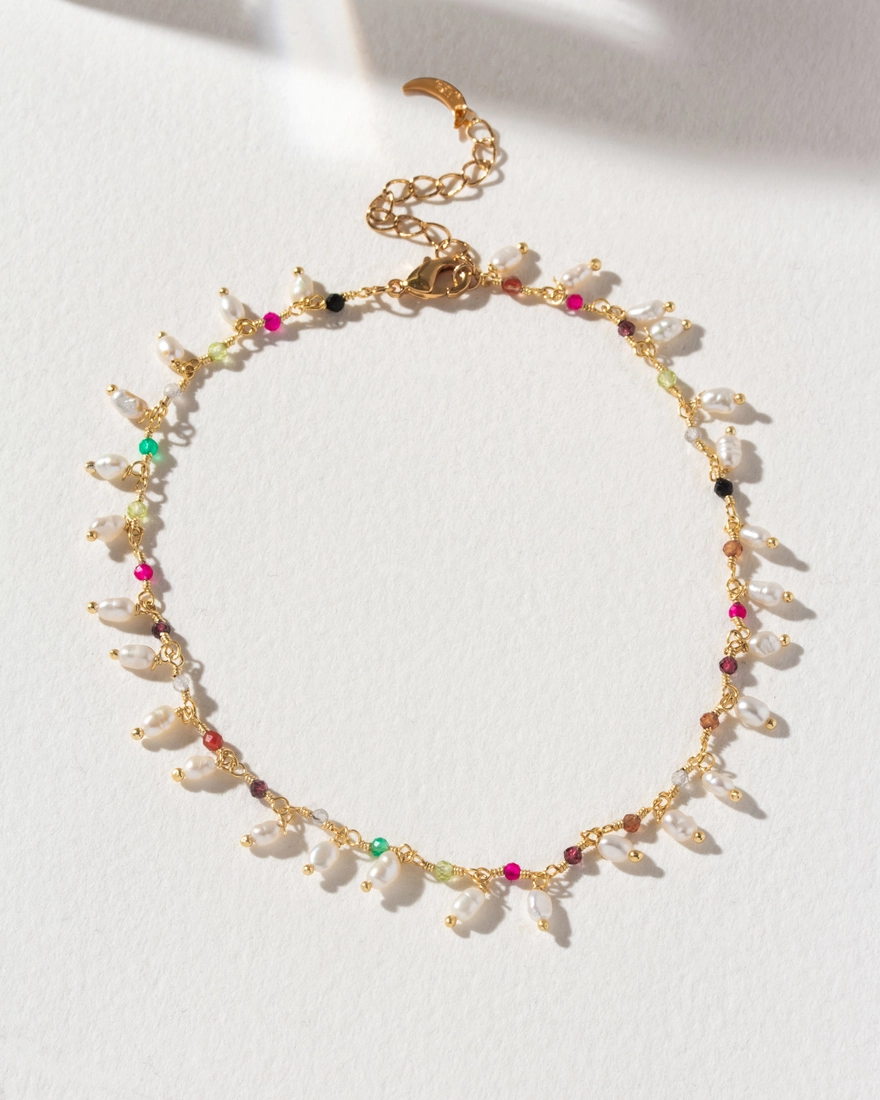 Go Barefoot Pearl & Multi-Stone Anklet