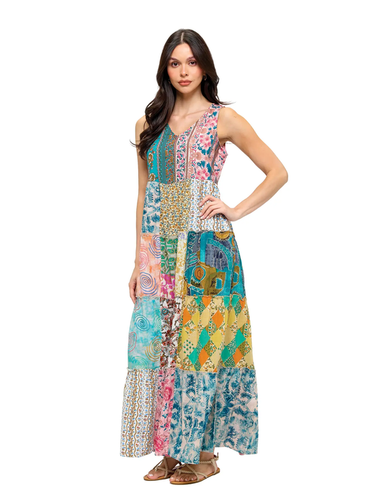Gypsy Floral Patchwork Maxi Dress