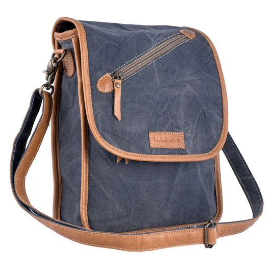 Solid Grey Canvas Crossbody Bag