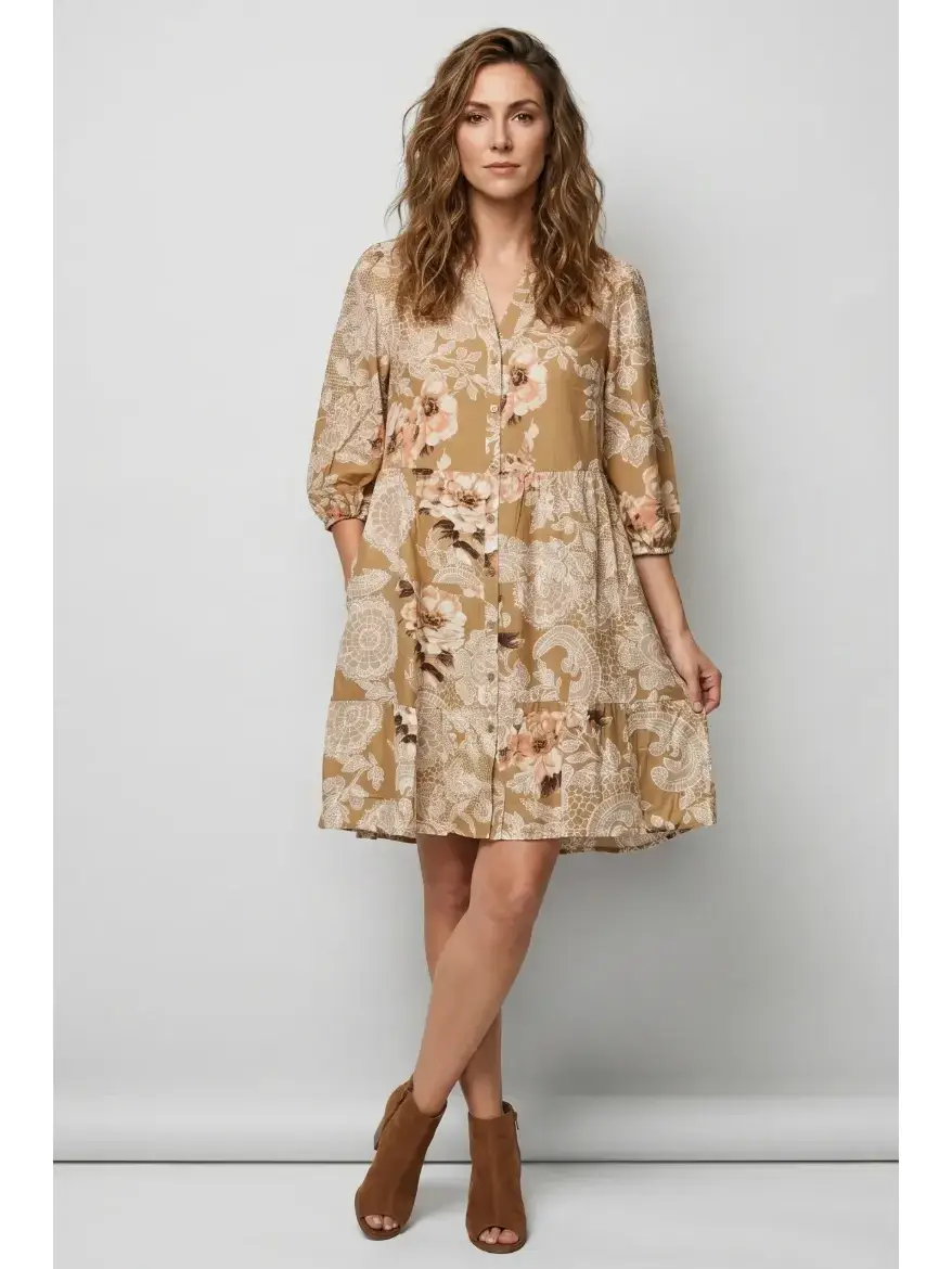Linique Floral Button Down Dress