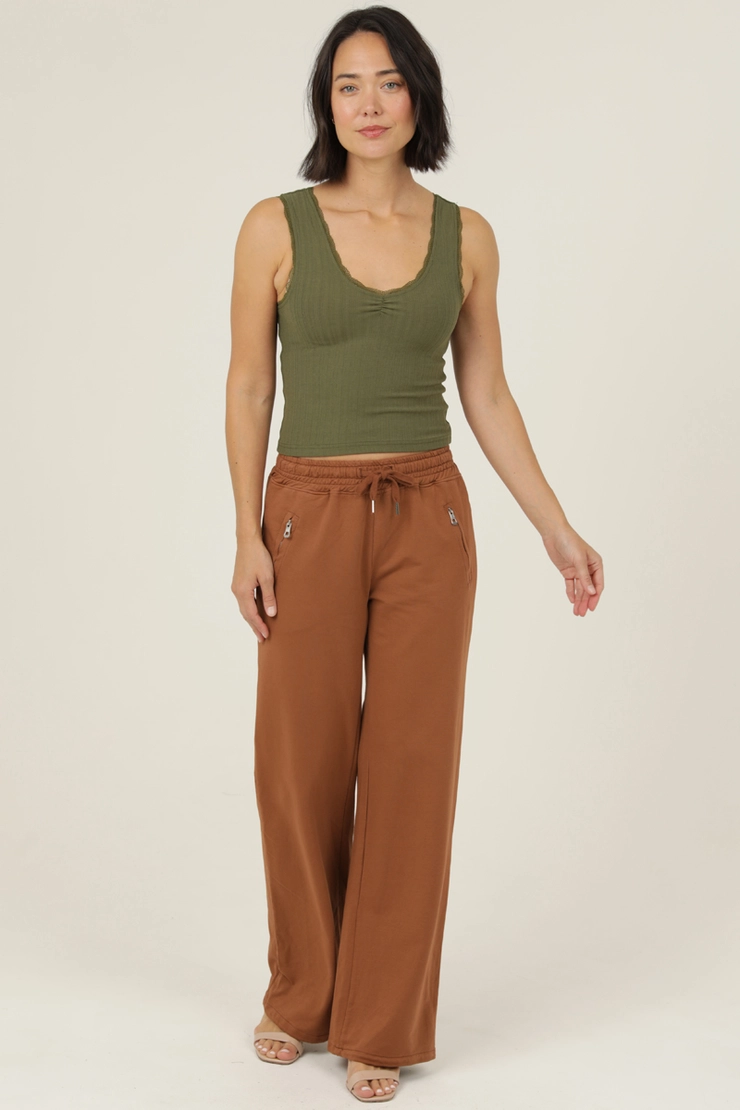 French Terry Wide Straight Leg Pants