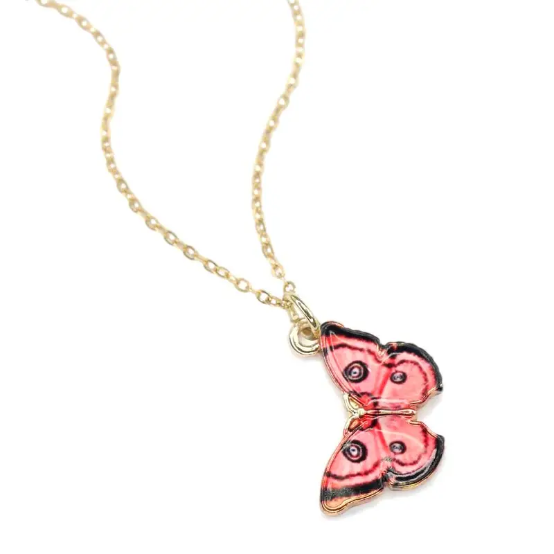 Be You Tiful Butterfly Necklace - Red/Pink