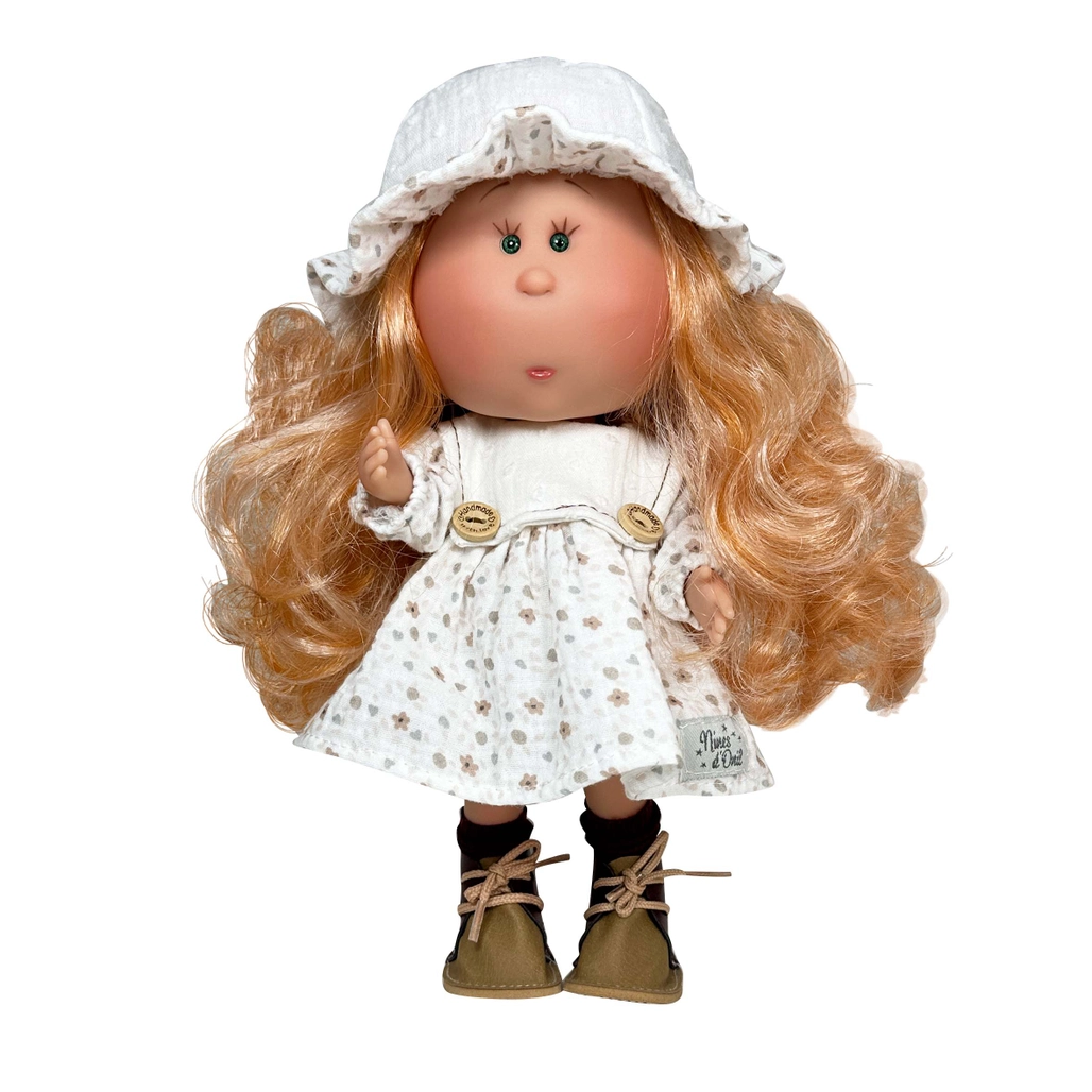 Mia Doll White Dress Blond Curly Hair