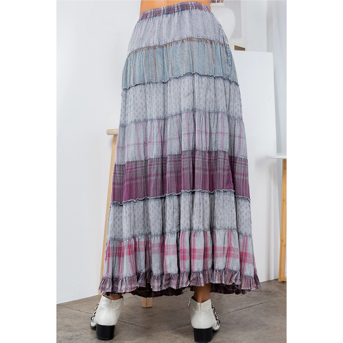 Vintage Vibes Crinkled Tiered Skirt