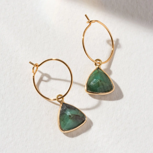 Mini Triangle Hoop Earrings - Emerald