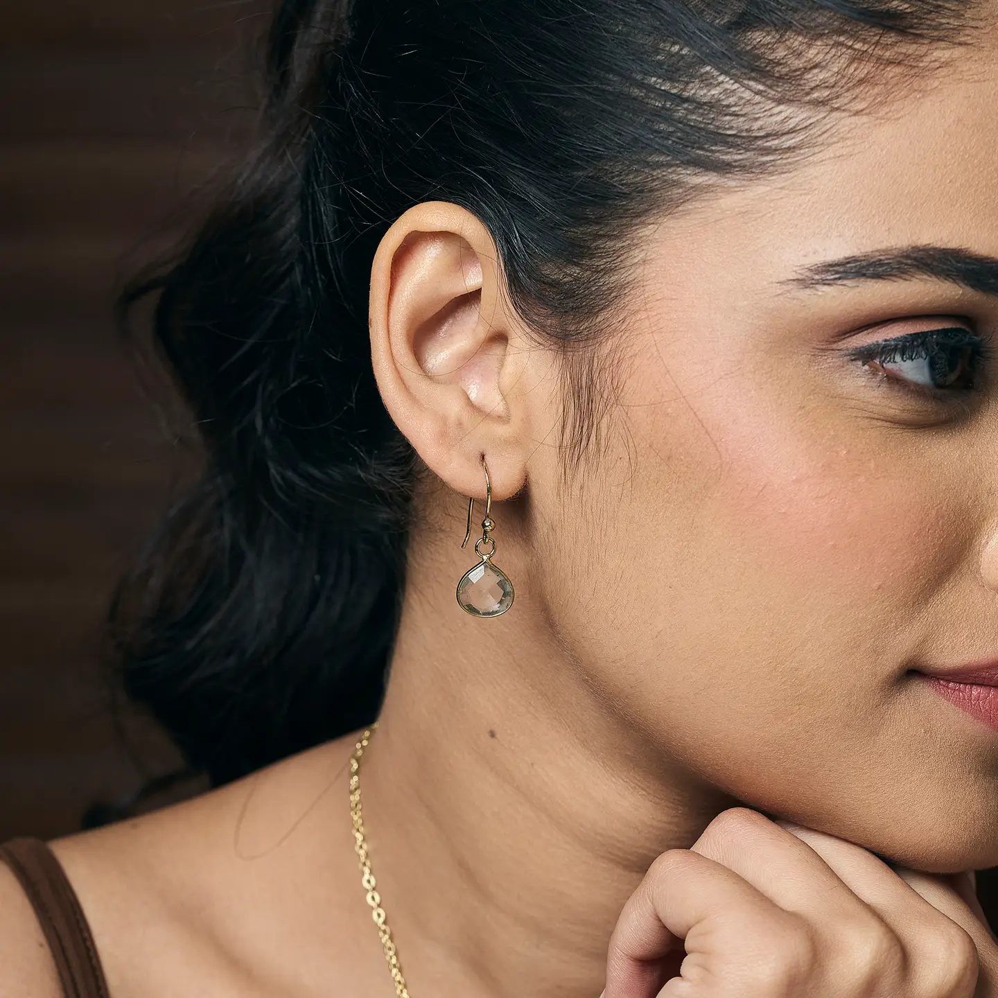 Gold Plated Semi-Precious Stone Earrings