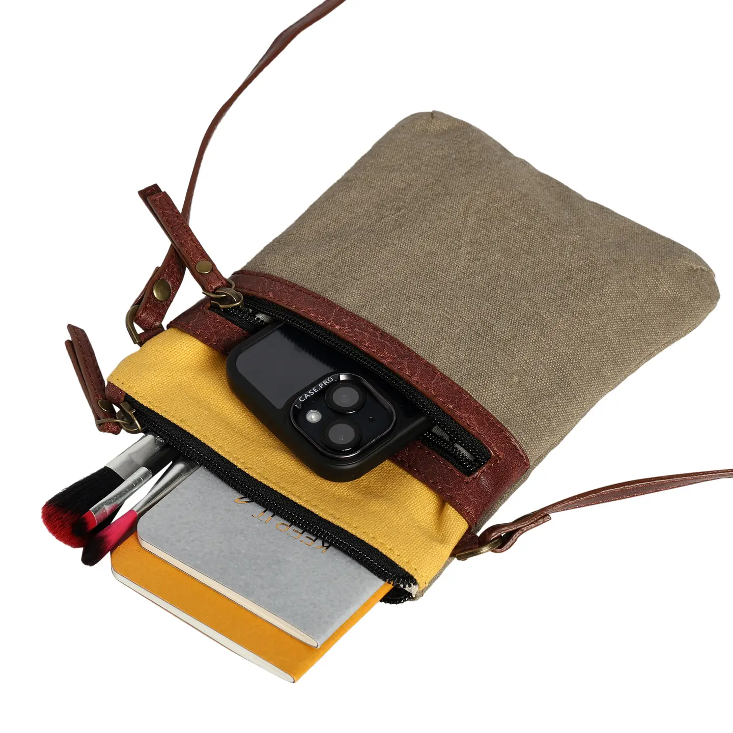 Ava Up-Cycled Canvas Crossbody Mustard