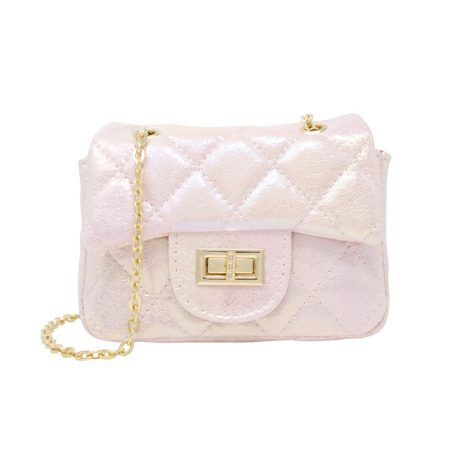 Girls Classic Quilted Shiny Mini Handbag