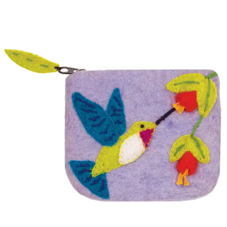 Felted Coin Purse - Hummingbird