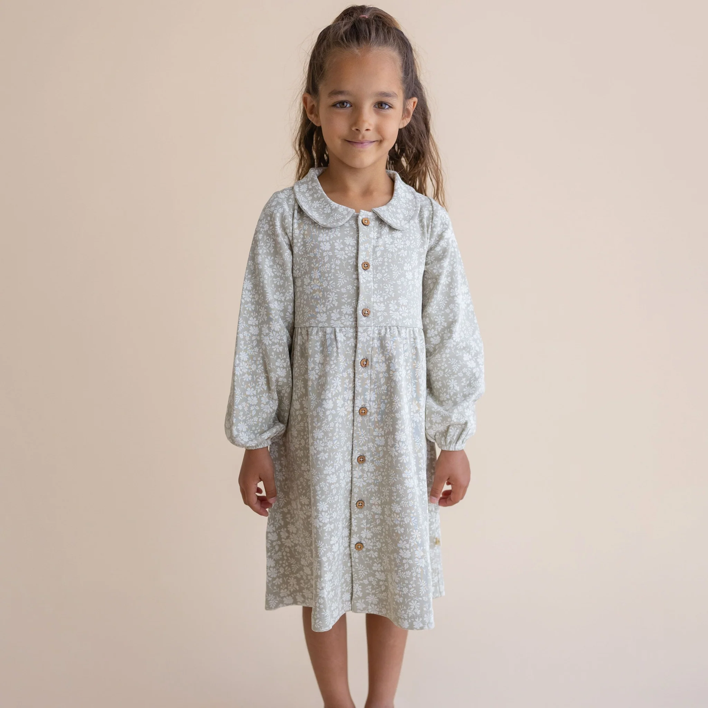 Girls Organic Collared Dress - Wildsage
