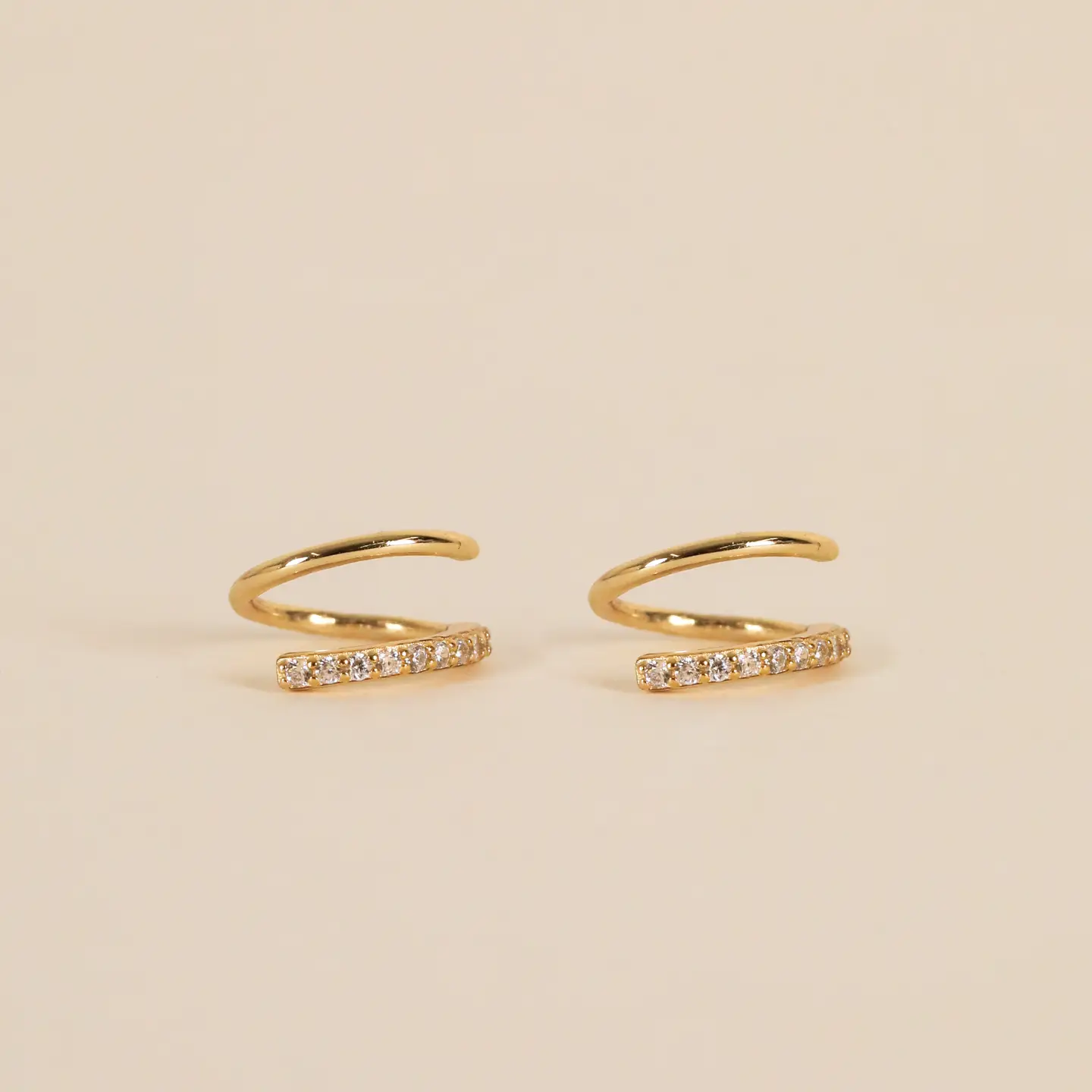 Pave Spiral Gold Earrings