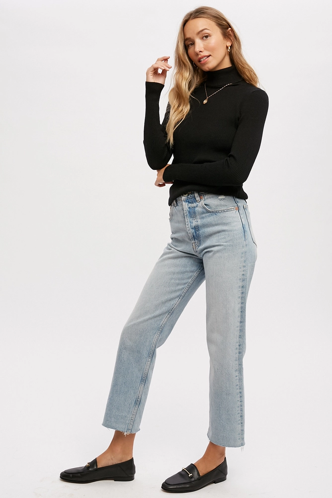 Essential Ribbed Turtle Neck Top