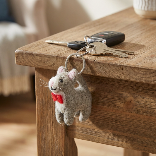Felted Cat Keychain