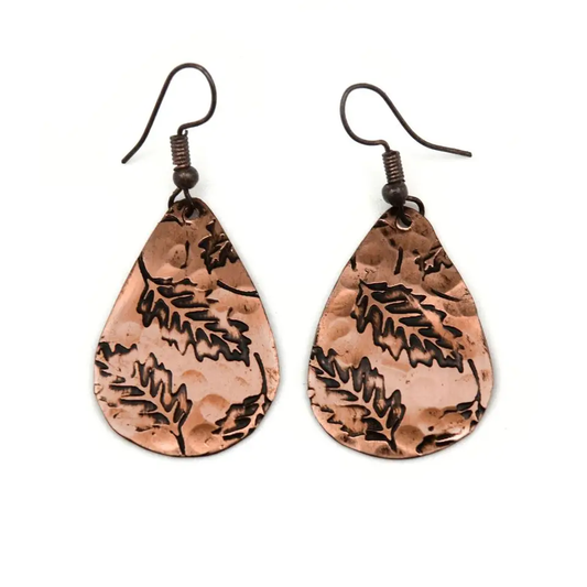 Oak Leaves Copper Earrings