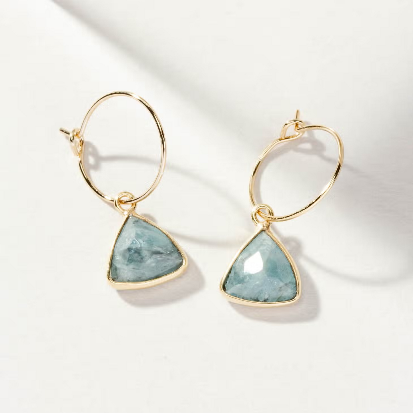 Mini Triangle Hoop Earrings - Aquamarine