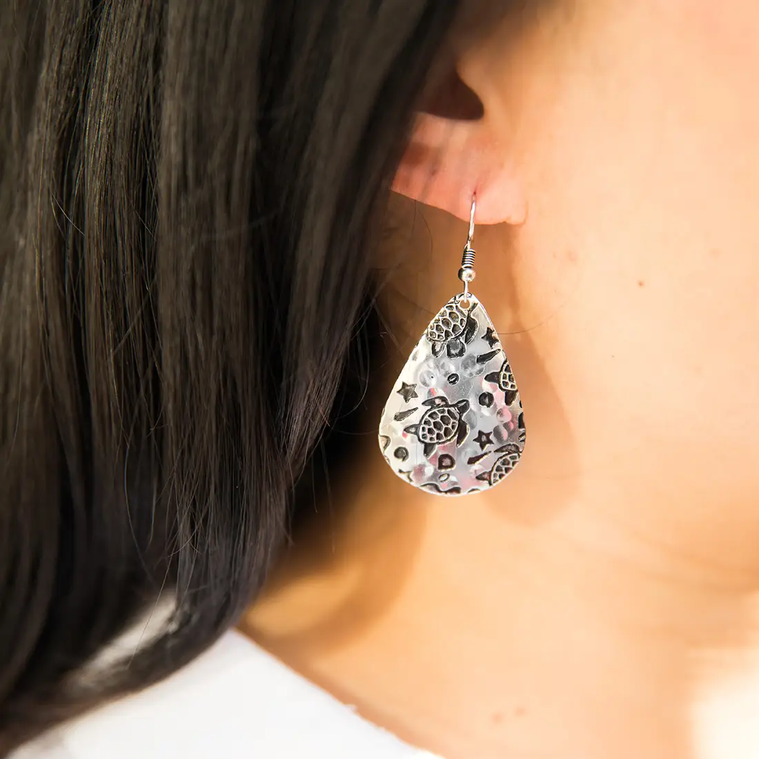 Turtle Engraved Earrings