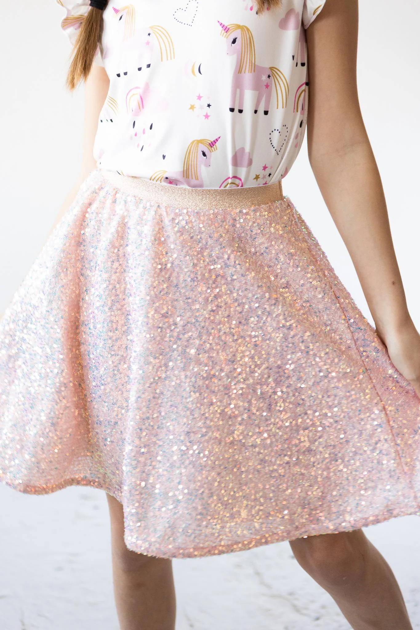 Girls Peach Sequin Skirt - Peach