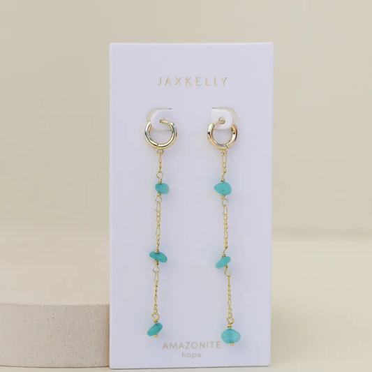 Raw Amazonite Chain Drop Earrings