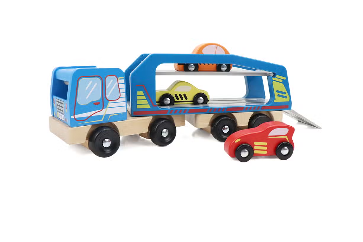 Wooden Car Carrier Truck Set