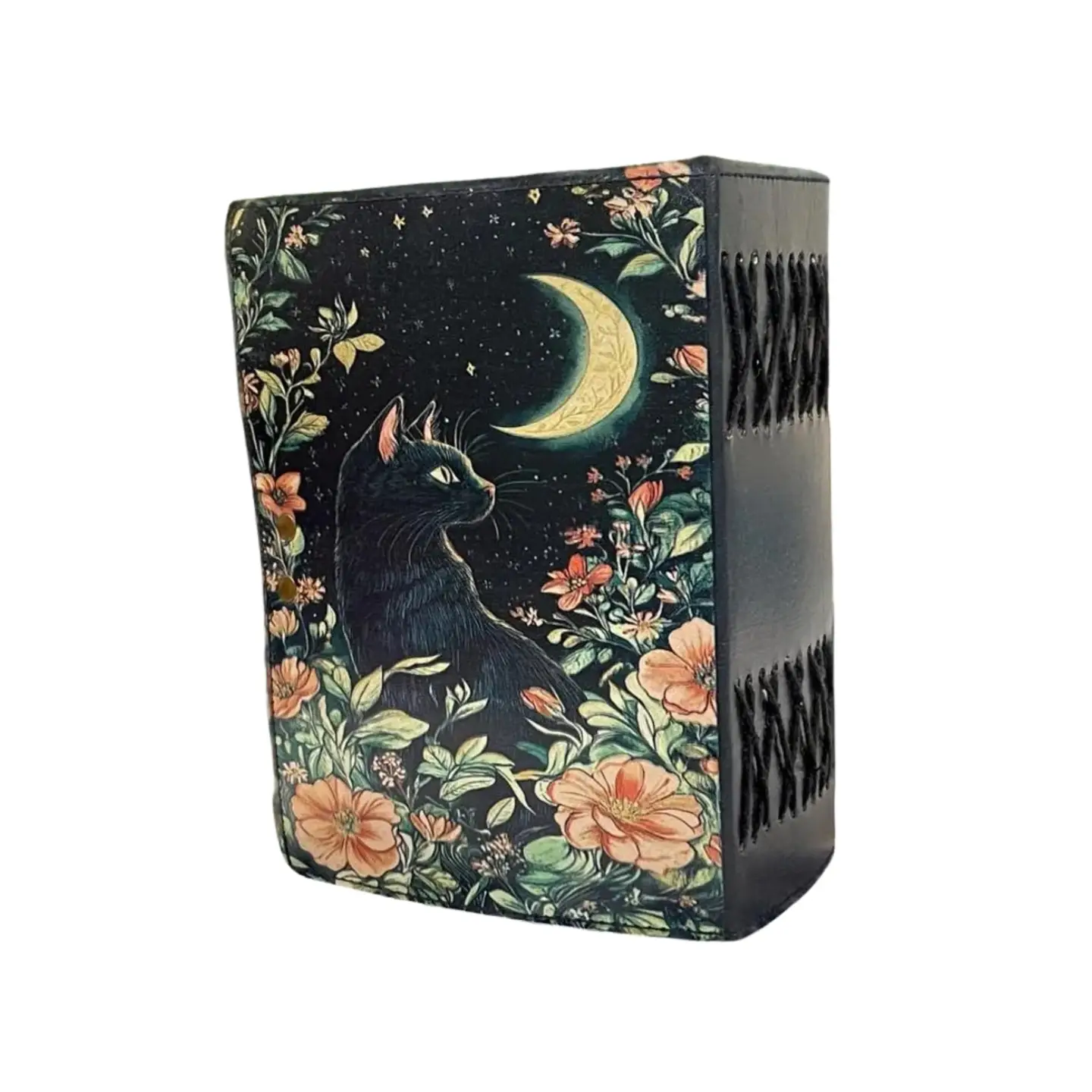 Black Cat + Moon Vintage Leather Journal