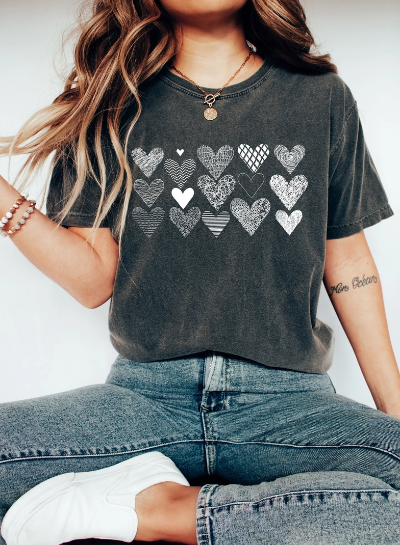 White Heart Doodles T-Shirt