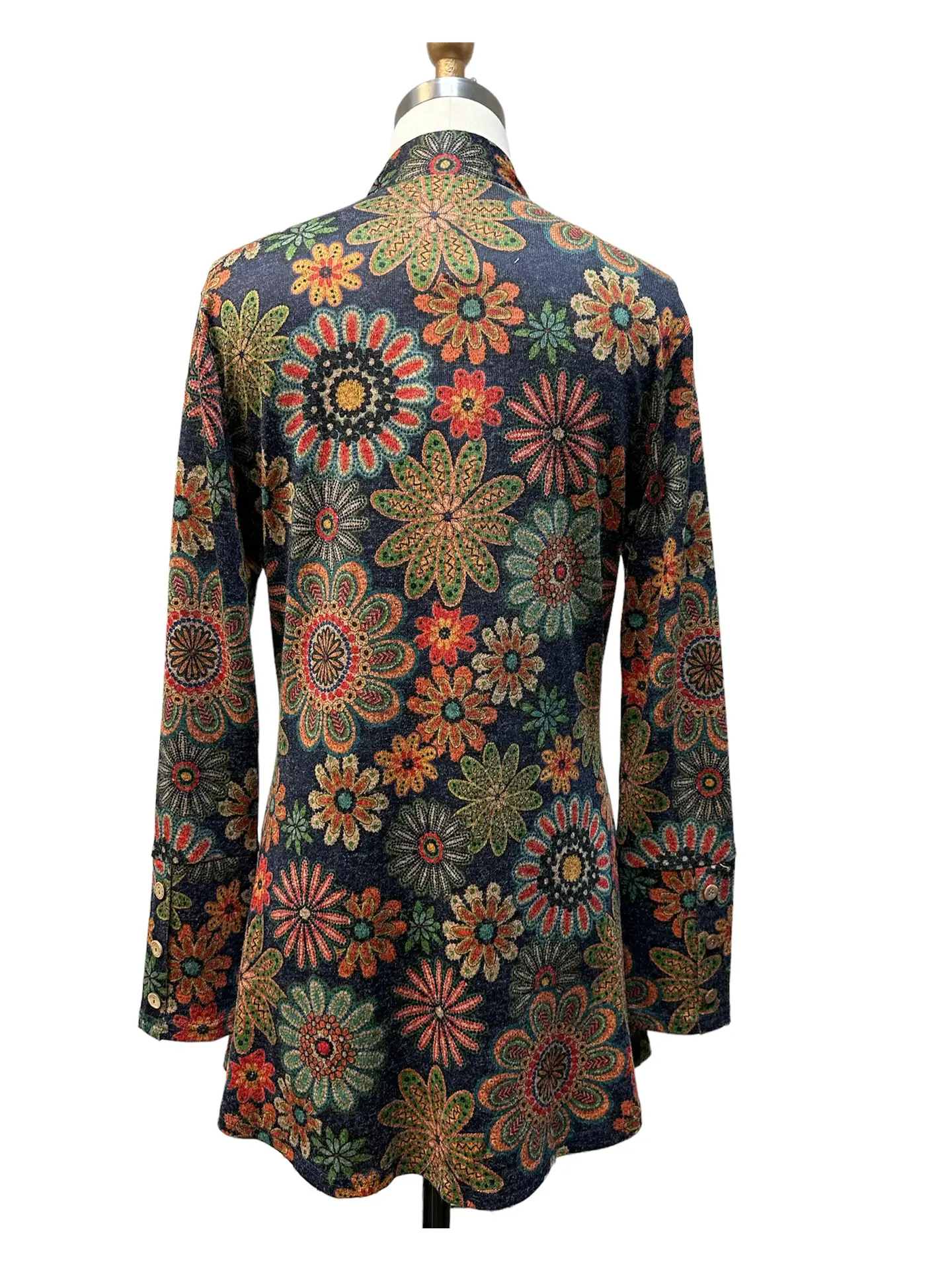 Multi Floral Button V-Neck Tunic