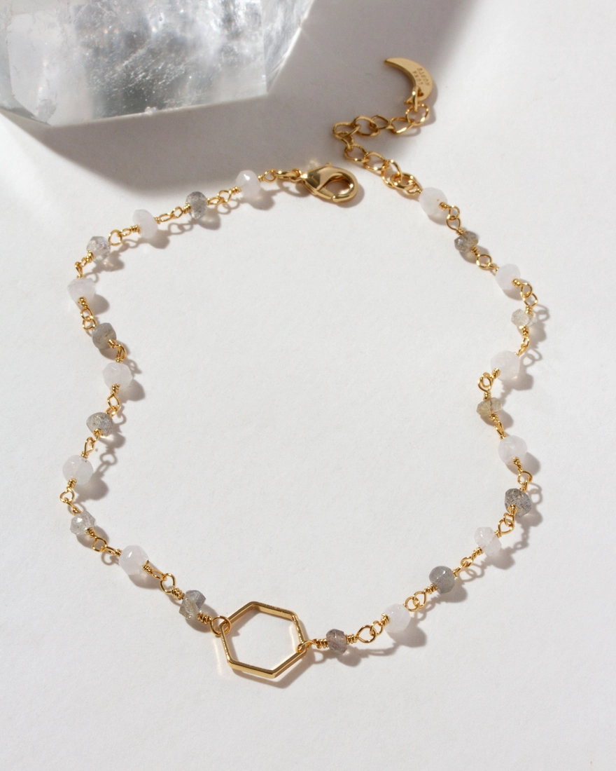 Geometric Alternating Gems Anklet