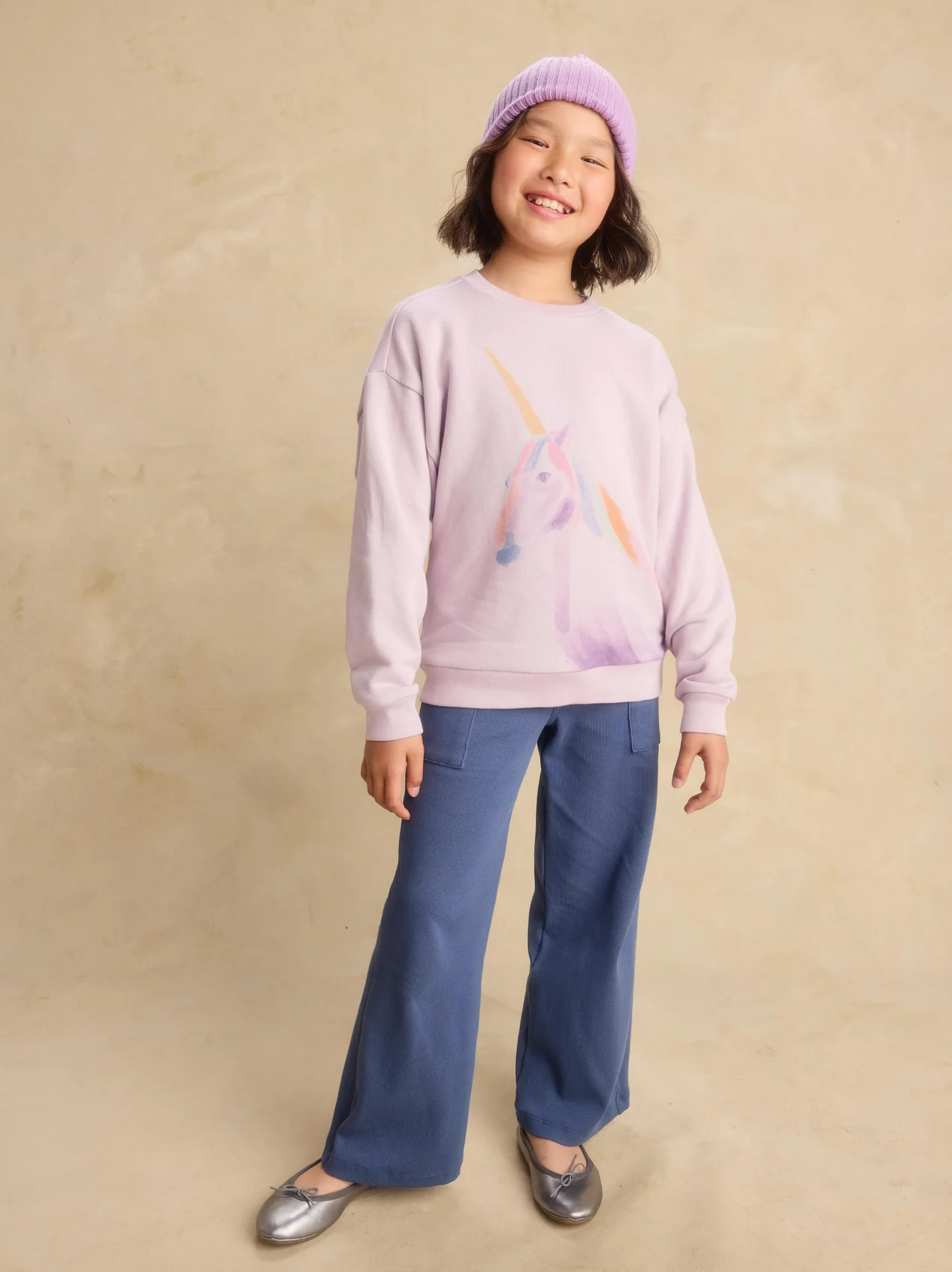 Girls Painted Unicorn Popover Sweatshirt