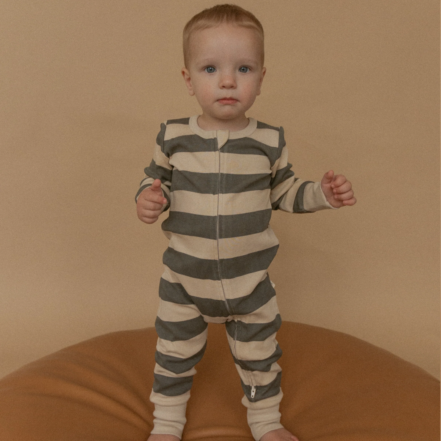 Organic Zip Romper - Bold Stripes