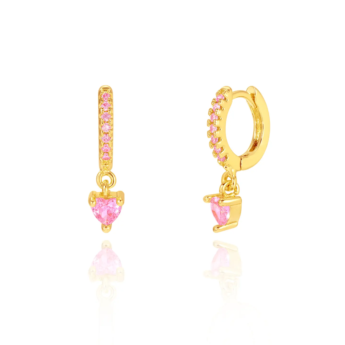 Hearts Pretty in Pink 18K Gold Plated Earrings