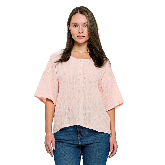 Crinkle Cotton Loose Fit Top