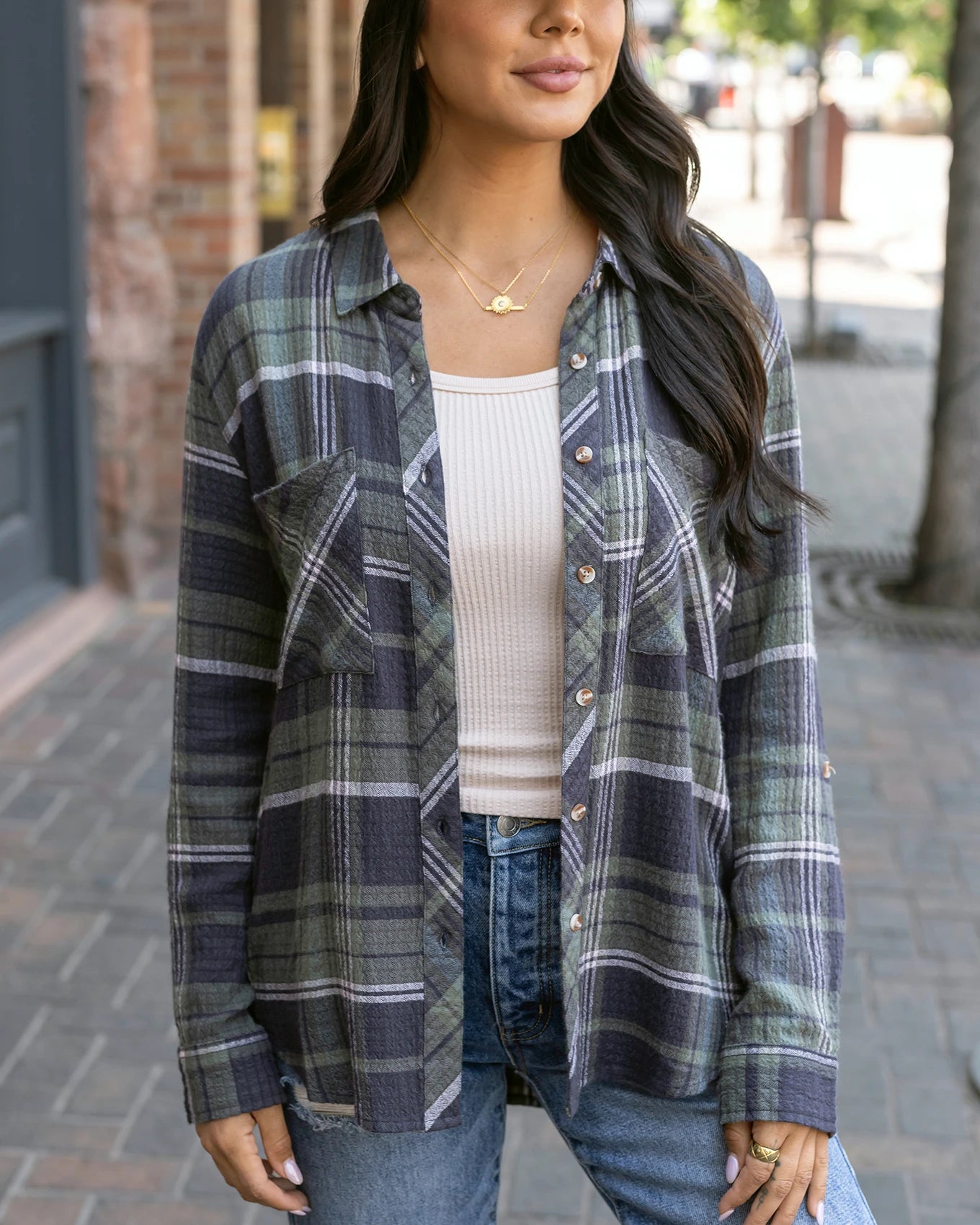 Favorite Button Up Plaid Top