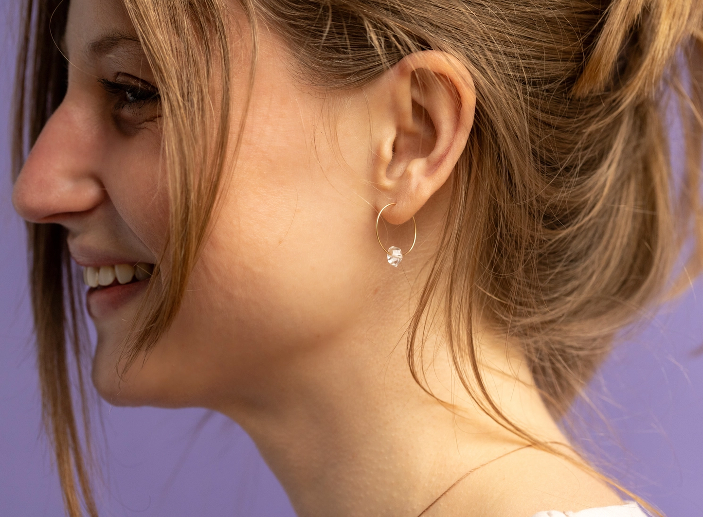 Herkimer Diamond Hoop Earrings for Tranquility