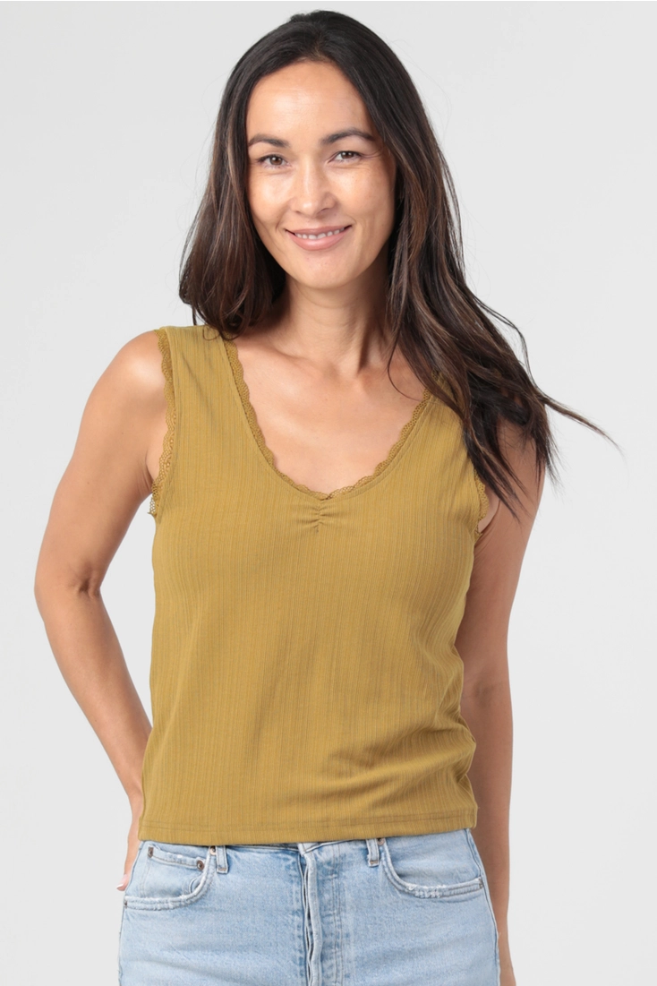 Cinch Bust Lace Trim Tank