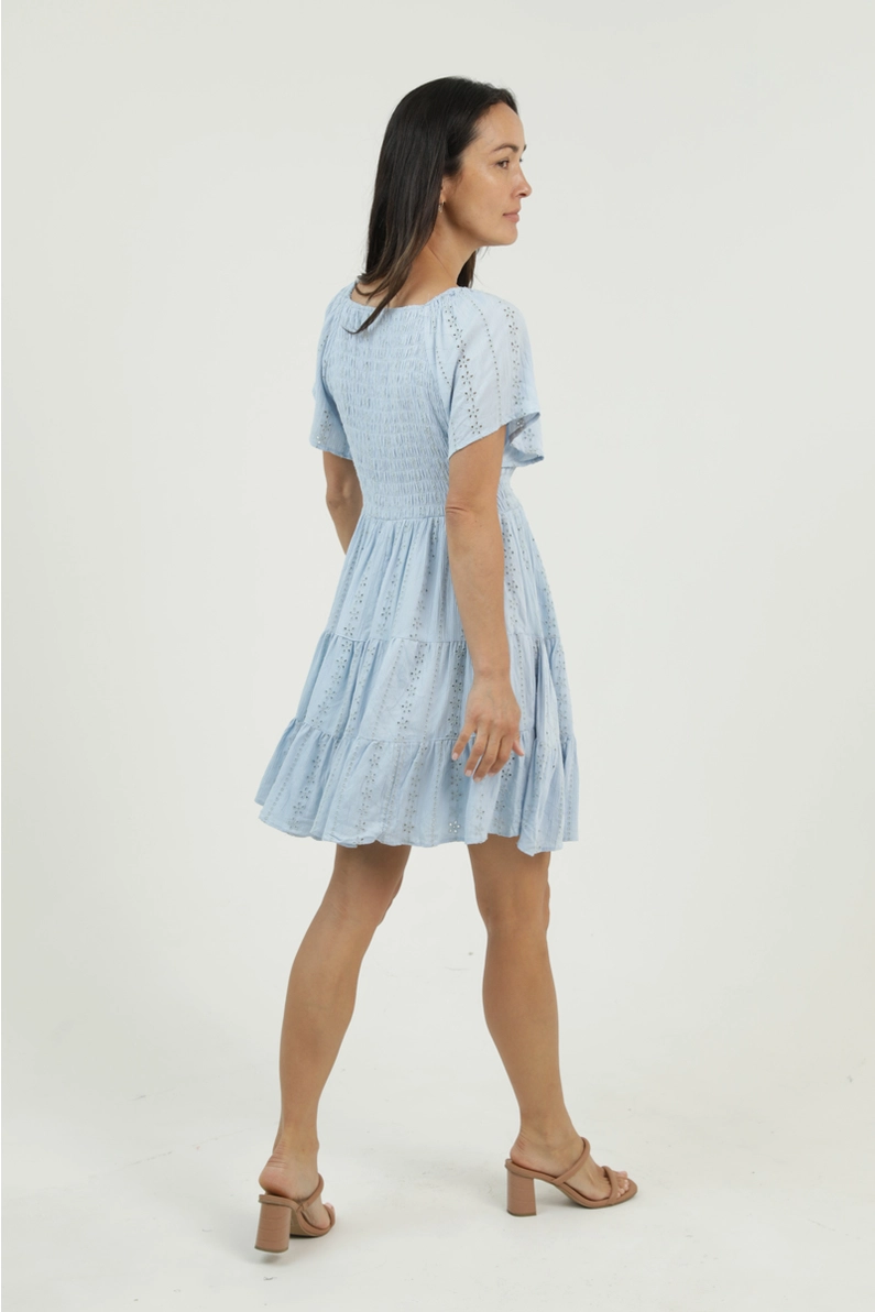 V-Neck Eyelet Embroidered Dress