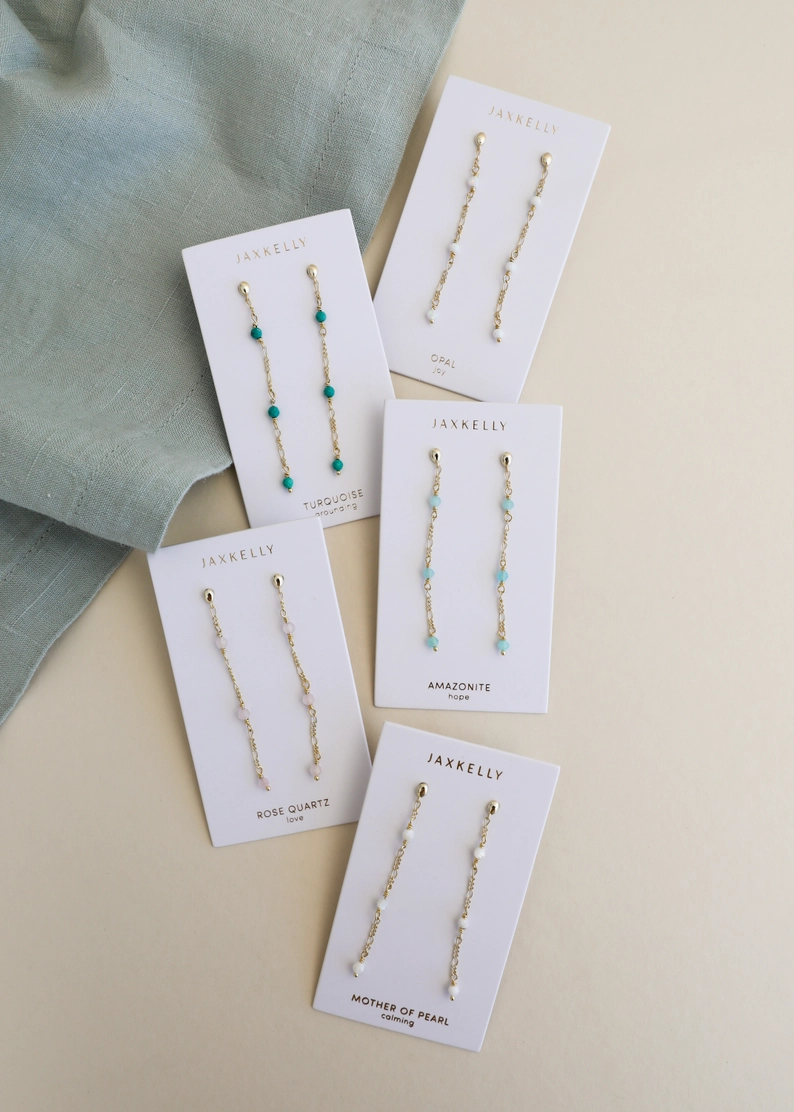Gemstone Chain Drop Earrings