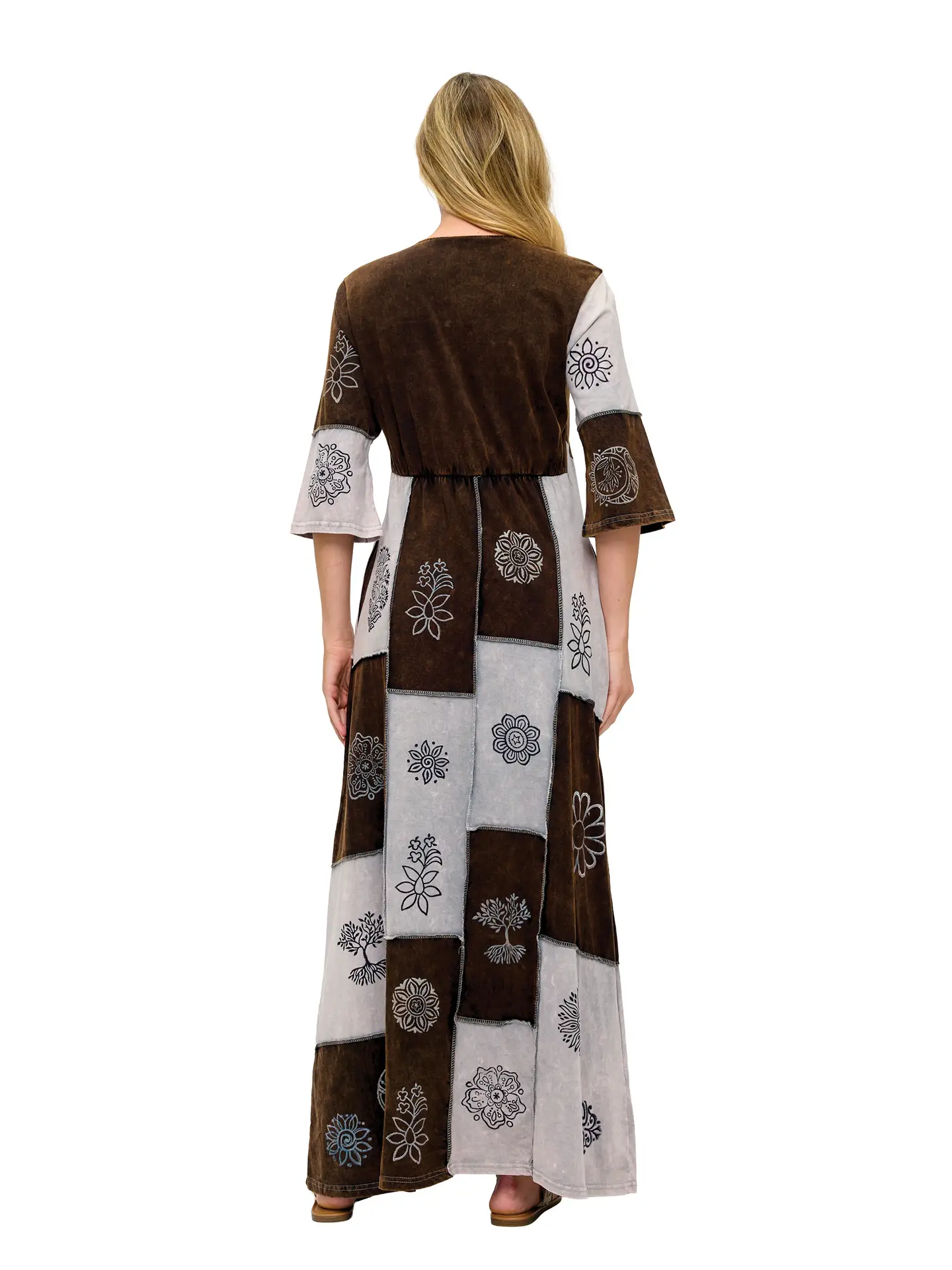 Art Painted Colorblock Patchwork Maxi Dress