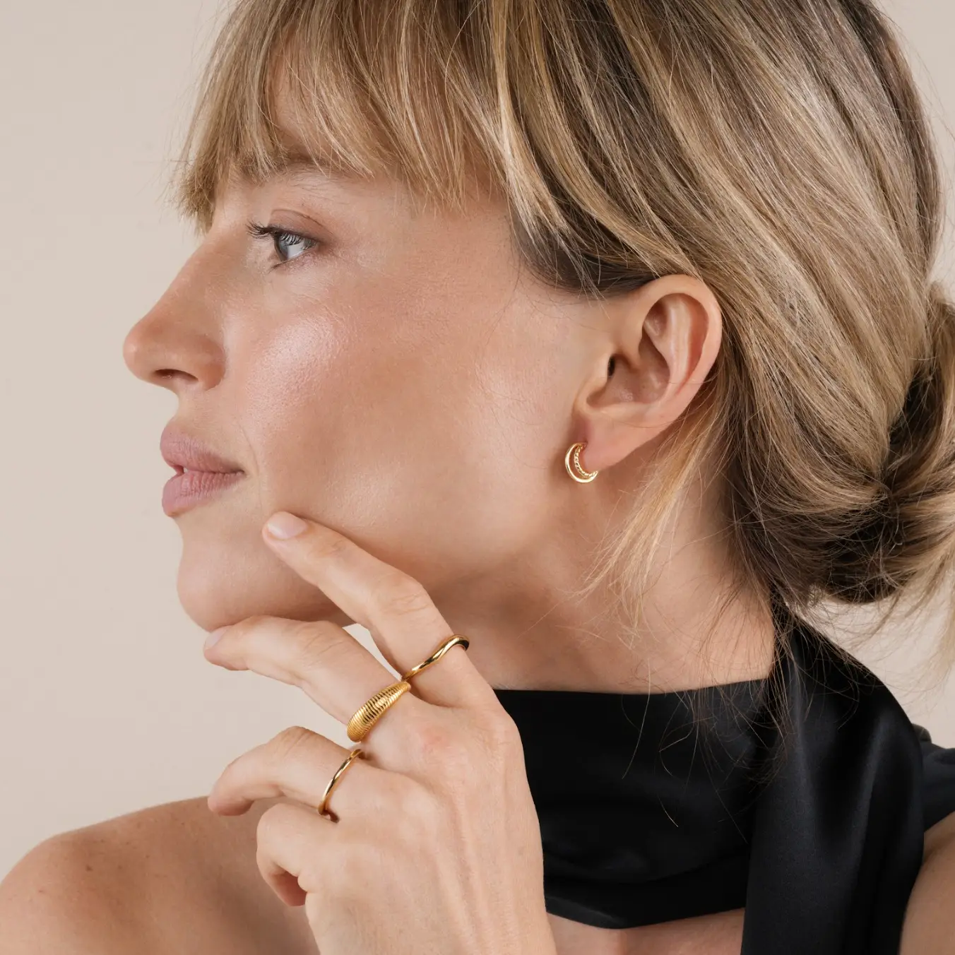 Double Gold Hoop Earrings