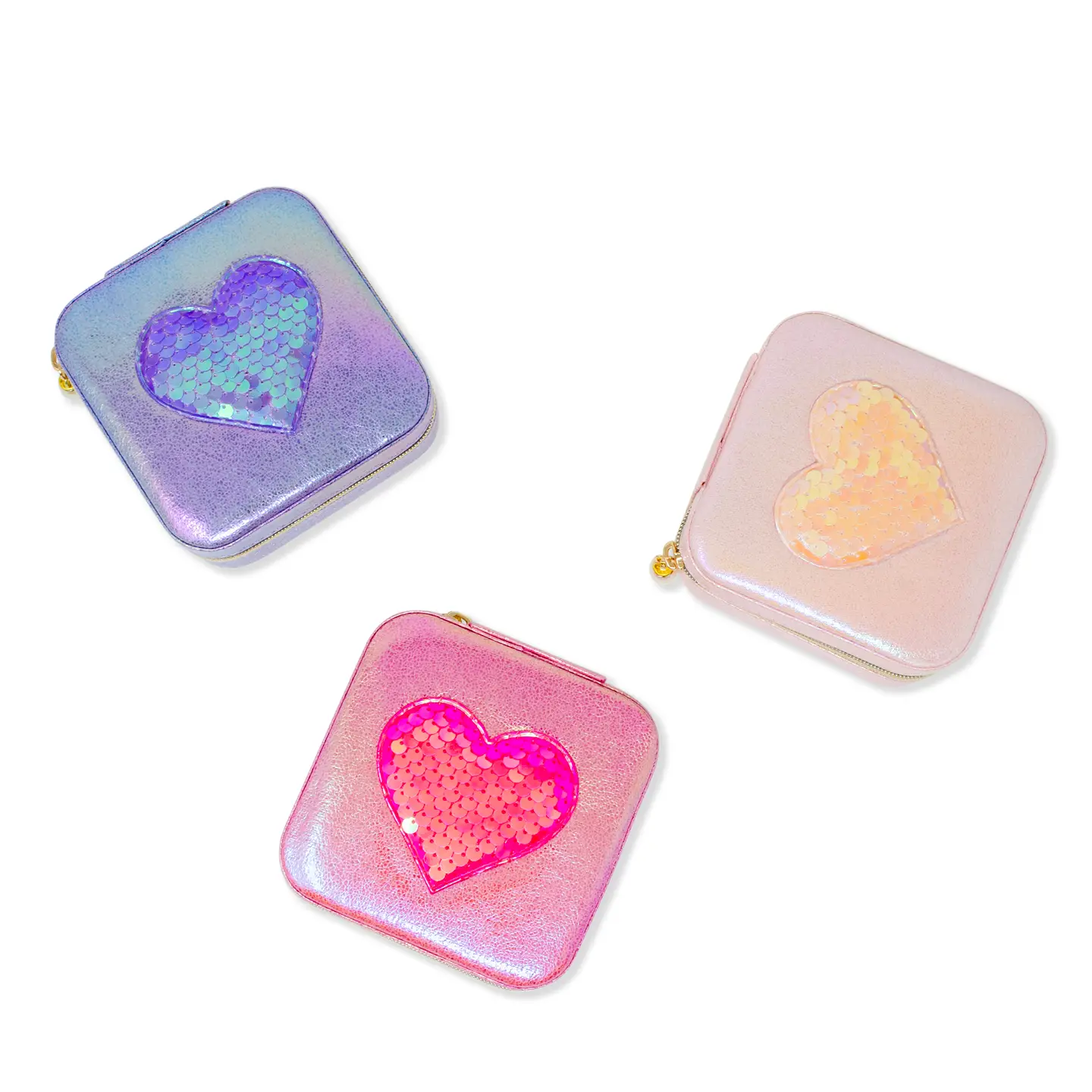 Girl's Sparkling Sequin Heart Jewelry Box