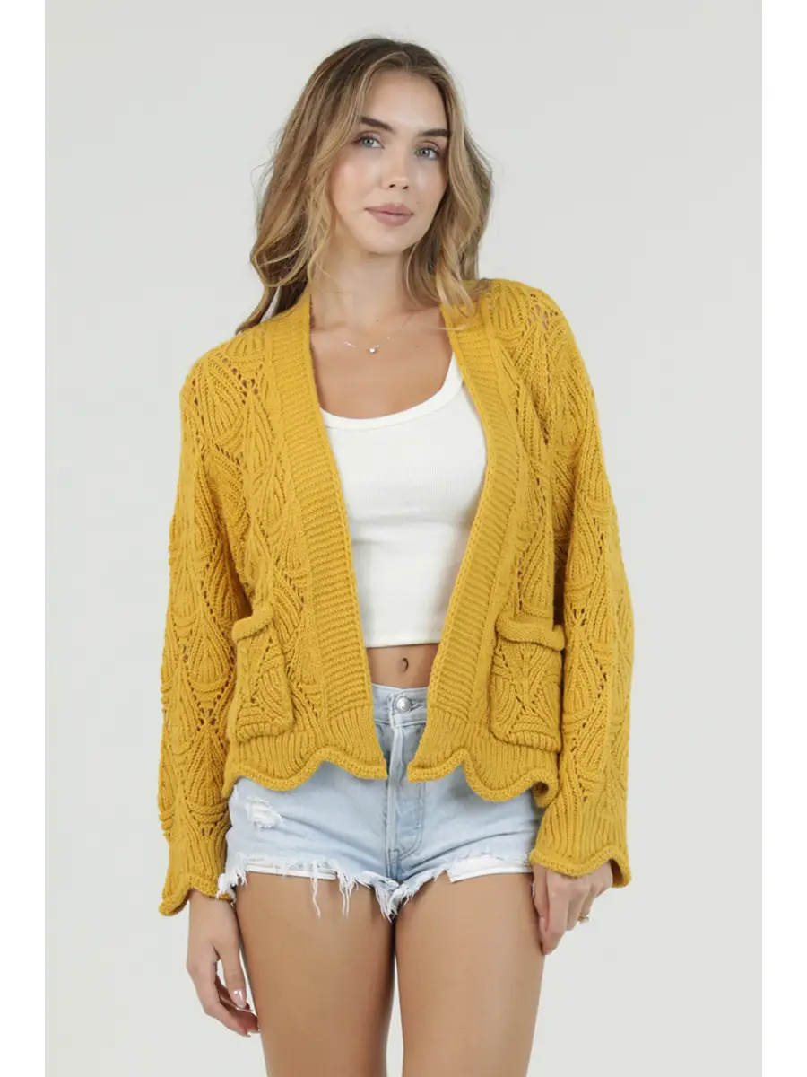 Wavy Hem Sweater Cardigan