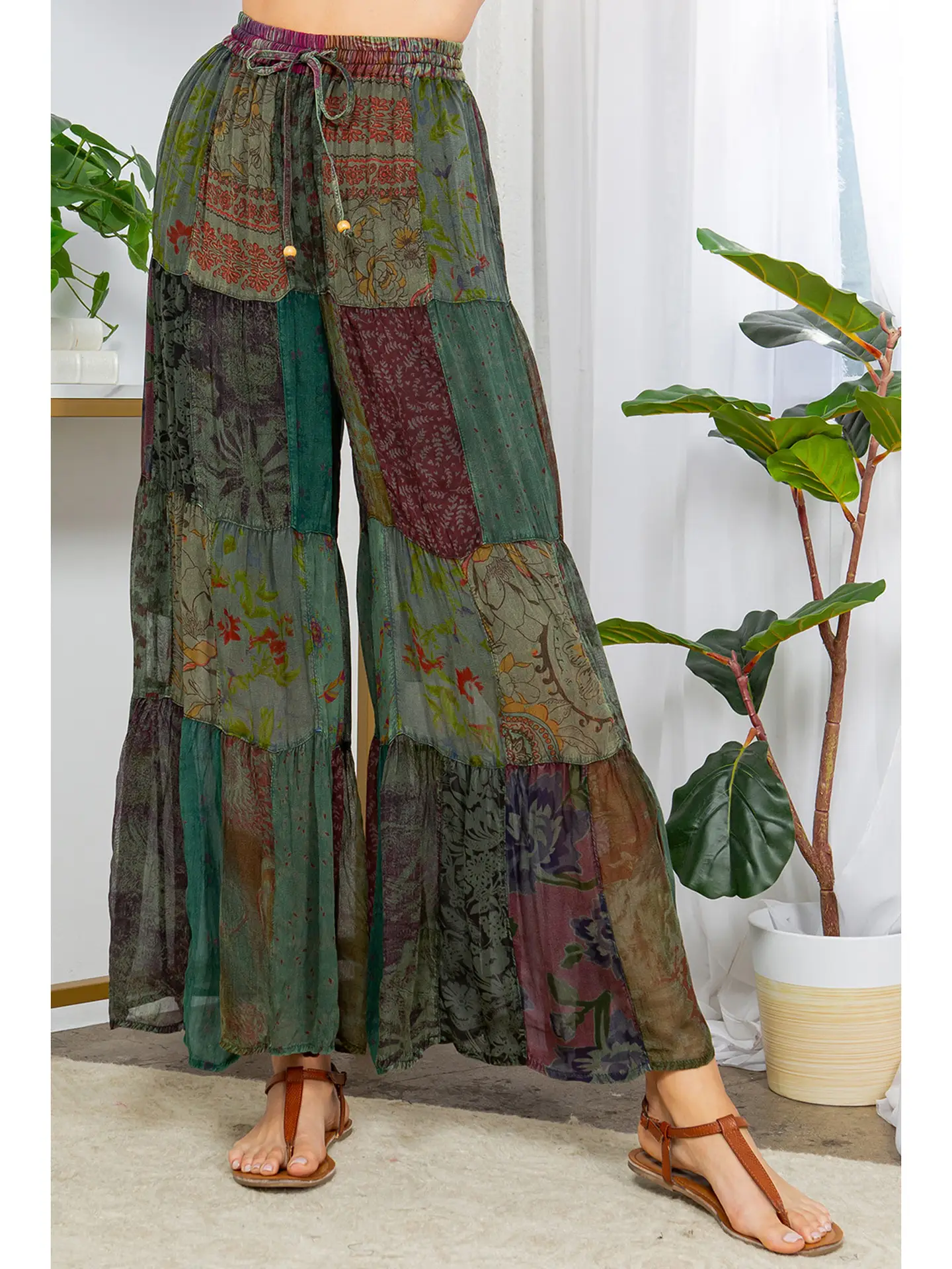 Flared Patchwork Pants