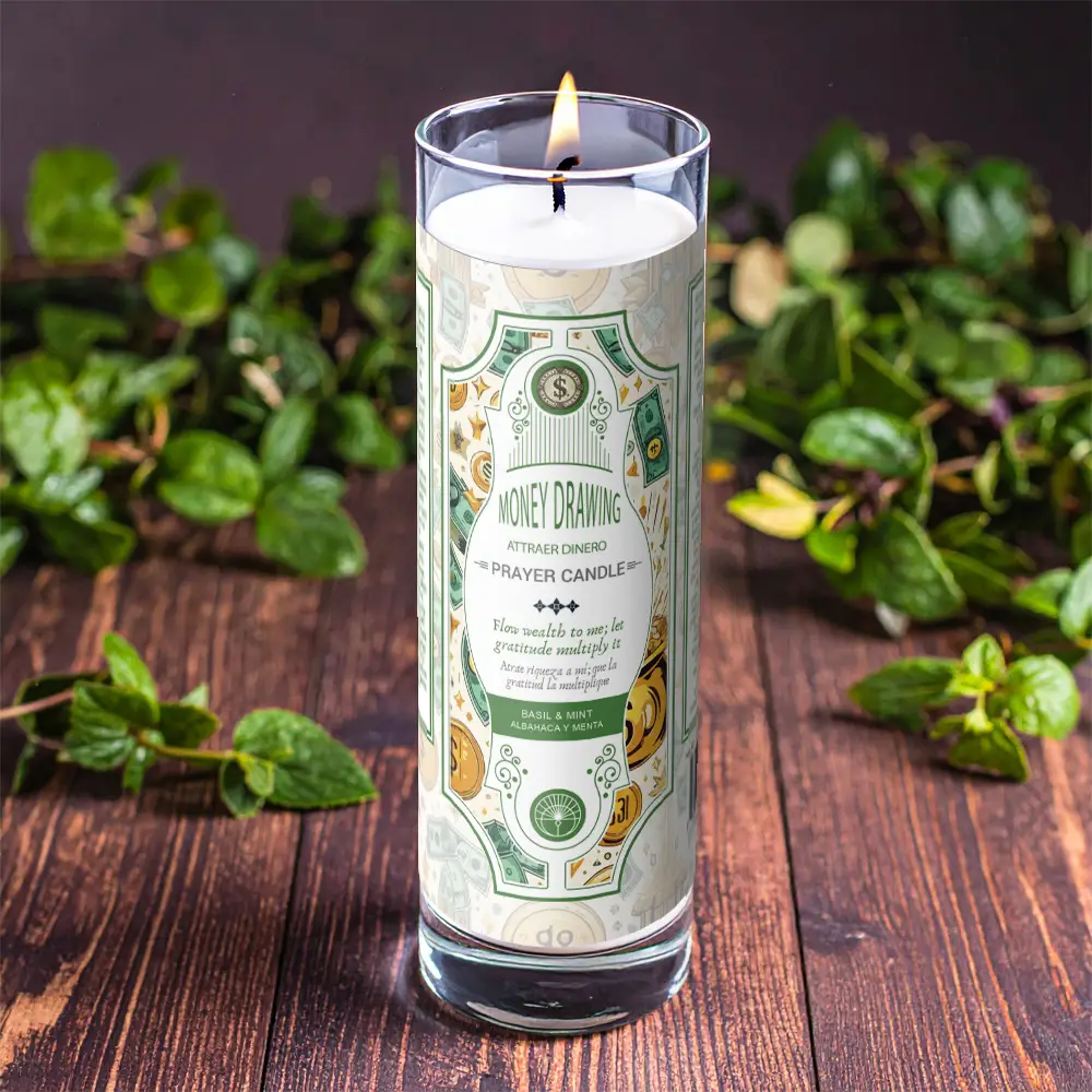 Money Drawing Prayer Candle
